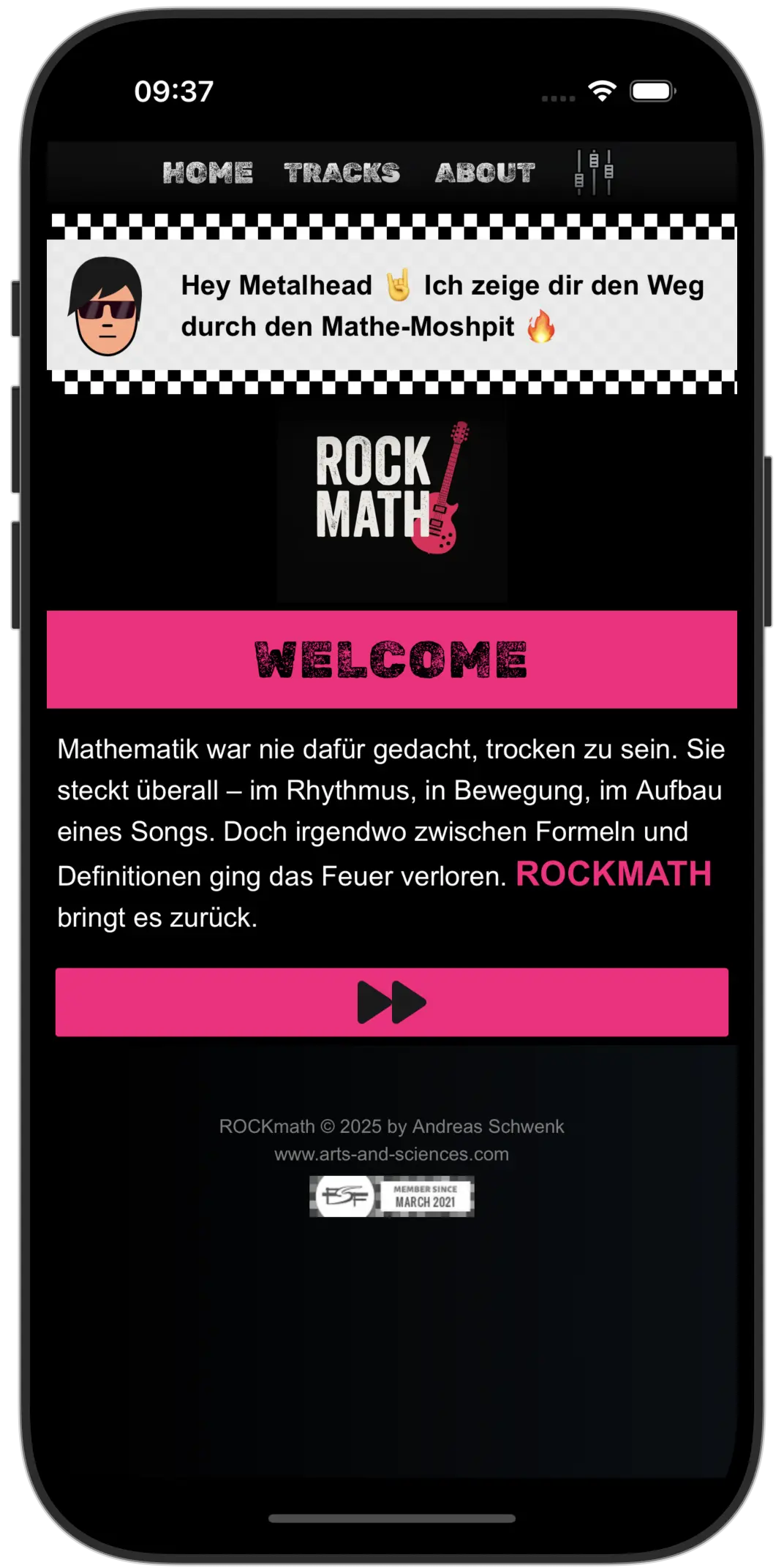 Screenshot des Welcome Screens der App